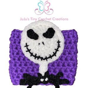 Halloween Purple Skeleton with Bat Tie Coffee Cup Cozy - Reusable & Sustainable